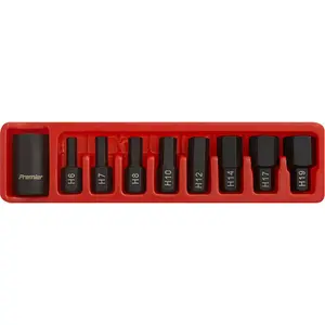 Premium 9 Piece Impact Hex Socket Bit Set with Steel Bit Holder