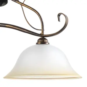 Luminosa Miranda 2 Light Bar Pendant Ceiling Light, Antique Gold, Glass Shades