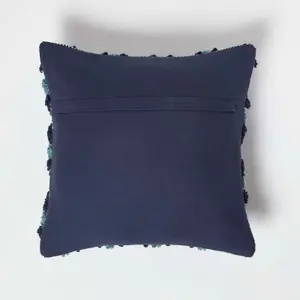 Homescapes Tula Handwoven Textured Navy & Teal Cushion 45 x 45 cm