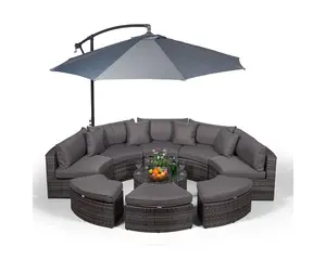 Monaco Luxury Large Rattan Garden Sofa Set - Grey