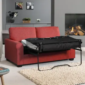 Dawson Fabric 3 Seat Sofa with Pull Out Sofa Bed - Red