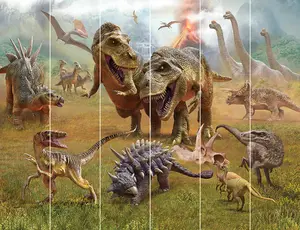 Walltastic Dinosaur Kingdom Multicolour Smooth Wallpaper Mural 8ft high x 10ft wide