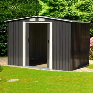 8ft x 6ft Metal Shed, Garden Shed with Double Door - Grey