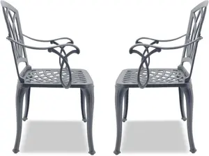 Centurion Supports Positano 2-Large Garden and Patio Chairs with Armrests in Cast Aluminium Grey