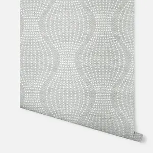 Arthouse Calico Spot Dots Grey Silver Metallic Embossed Textured Vinyl Wallpaper