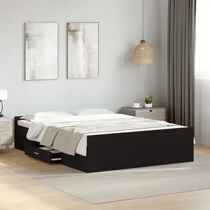 Berkfield Bed Frame with Drawers without Mattress Black 120x190 cm Small Double