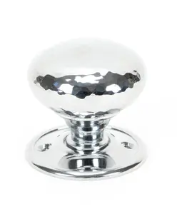 From The Anvil Polished Chrome Hammered Mushroom Mortice/Rim Knob Set