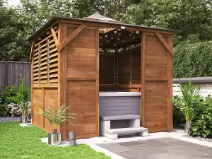 Dunster House Wooden Gazebo 2.5m x 2.5m Erin Half, Wall Half Louvre & Front Panel