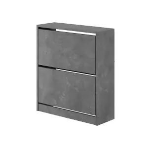 Decortie Modern Shoe Cabinet with 2 Storage Cupboard Retro Grey 73(W) Narrow 2 Tier Drawer for Shoes Hallway Living Room Furniture