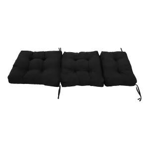 Outdoor Black Garden Sofa Cushion Chair Lounger Cushions With Ties Seat Pads for Outdoors