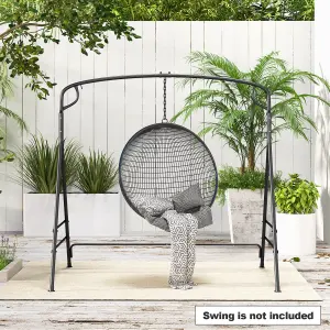 Costway Outdoor Metal Swing Frame Sturdy A-Shaped Porch Swing Stand w/ Extra Side Bars