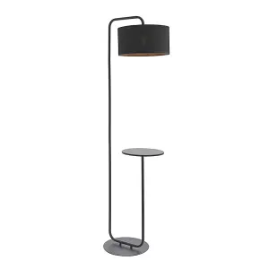 Luminosa Carrara Floor Lamp Satin Black Paint & Black Fabric