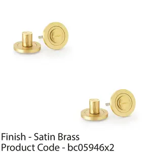 2 PACK - Modern Hammered Thumbturn & Release Lock - Satin Brass - Bathroom Door WC