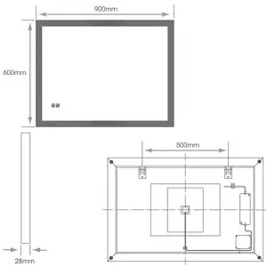 600 x 900mm IP44 LED Bathroom Mirror & Demister - Tunable White Diffused Border