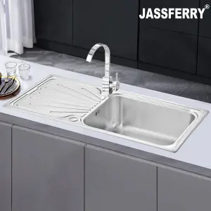 JASSFERRY Kitchen Sink Stainless Steel Large Bowl Welding Style Inset Reversible Drainer