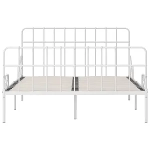 Berkfield Bed Frame with Slatted Base White Metal 140x200 cm