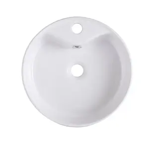 GoodHome Vorma Gloss White Round Counter top Basin (W)38.4cm