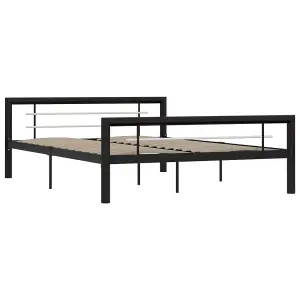 Berkfield Bed Frame Black and White Metal 140x200 cm