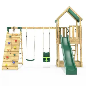 Rebo Modular Wooden Climbing Frame Adventure Playset - Swing and Climb Haldon