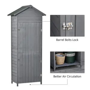 Outsunny Wood Garden Storage Shed Tool Cabinet  Felt Roof, 189x82x49cm, Grey