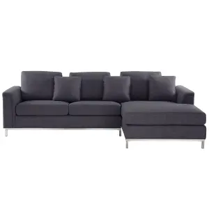 Left-Hand Corner Sofa OSLO Dark Grey Fabric Left Hand