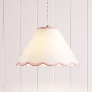 Laura Ashley Ivory & Pink Scalloped edge Lamp shade (D)30cm