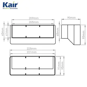 Kair Ducting Adaptor Reducer 204mm x 60mm to 220mm x 90mm