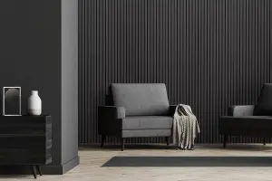 Fuse Acoustic Wooden Wall Panel in Charcoal Oak, 2.4m x 0.6m