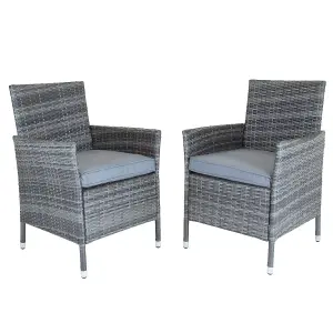 Charles Bentley Garden Outdoor Pair of Rattan Dining Chairs Grey