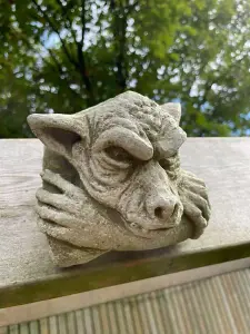 Hanging Gremlin Stone Statue Outdoor Garden Ornament British Made Gremlin Sculpture