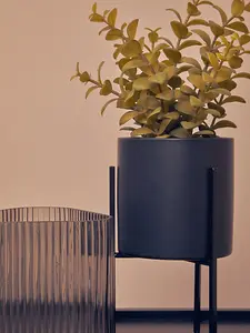 Interiors By Premier Minimalist Thyme, Versatile Thyme With Leaves And Decorative Classic Comcrete Planter For Artificial Flowers