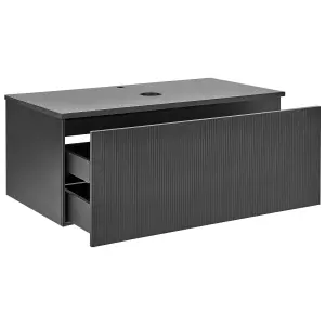 Bathroom Wall Mounted Cabinet 100 x 52 cm Black ALZIRA