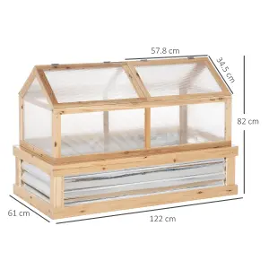 Outsunny Raised Garden Bed Kit Wooden Cold Frame Planter Protection Natural