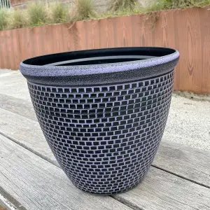 Purple Cromarty Plant Pot Large 36cm Plastic Round Flower Garden Patio Planter