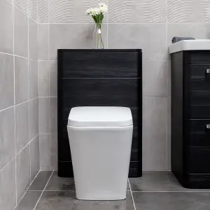 Emery Textured Black Back to Wall Toilet WC Unit (H)805mm (W)550mm