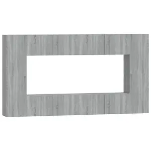 Berkfield 8 Piece TV Cabinet Set Grey Sonoma Engineered Wood