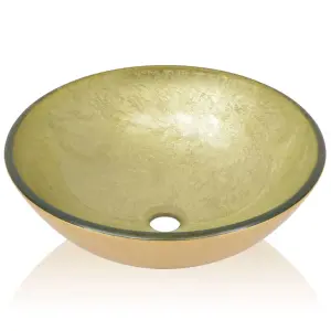 Berkfield Basin Tempered Glass 42 cm Gold