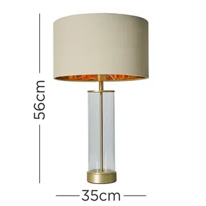 Glass Table Lamp Beige/Gold