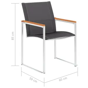 Berkfield Garden Chairs 2 pcs Textilene and Stainless Steel Grey