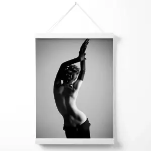 Elegant Woman with Gloves Fasjion Black and White Photo Poster with Hanger / 33cm / White