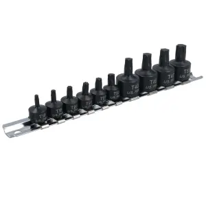 Impact Torx Star Bit Sockets 1/4" 3/8" Drive T10 - T50 10 pc Set Bergen