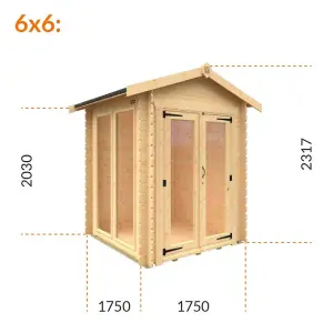 6ft x 6ft (1750mm x 1750mm) Horsforth " The Lincoln" 19mm Log Cabin with 2 Full Pane Windows