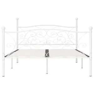 Berkfield Bed Frame with Slatted Base White Metal 120x200 cm