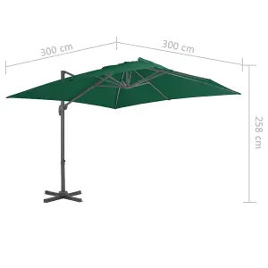 Berkfield Cantilever Umbrella with Aluminium Pole Green 300x300 cm