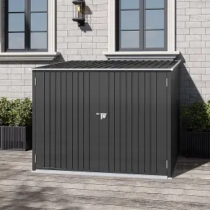 Outdoor Metal  Garden Storage Shed Pent Tool Shed Bicycle Storage Shed  Charcoal Charcoal Black