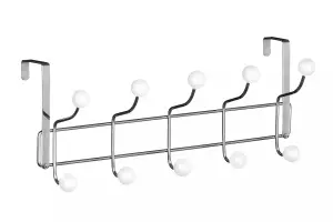 Interiors by Premier Over Door Hanger, 10 White Ball Hooks Door Hanger, Space-Saving Door Hanger for Living Room and Hallway