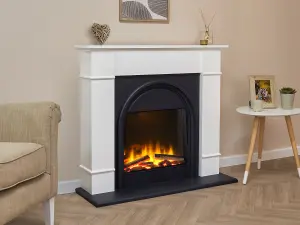 Adam Chesterfield Electric Fireplace Suite in White & Charcoal Grey, 44 Inch