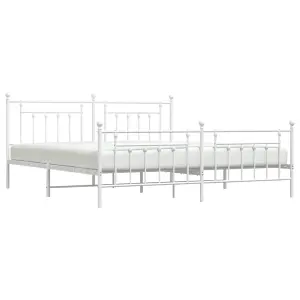 Berkfield Metal Bed Frame with Headboard and Footboard White 200x200 cm