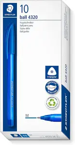 STAEDTLER 4320 M-3 Stick Rainbow Ballpoint Pen - Blue (Box of 10)