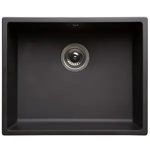 Astini Scuti 1.0 Large Bowl Black SMC Synthetic Inset/Undermount Kitchen Sink